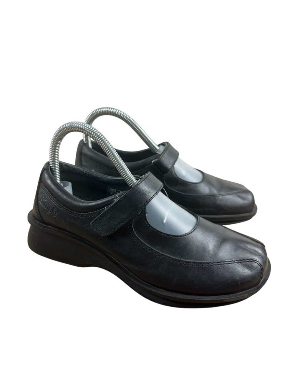 Simple Mary Jane Shoes Size 8 Black Faux Leather Blend Womens